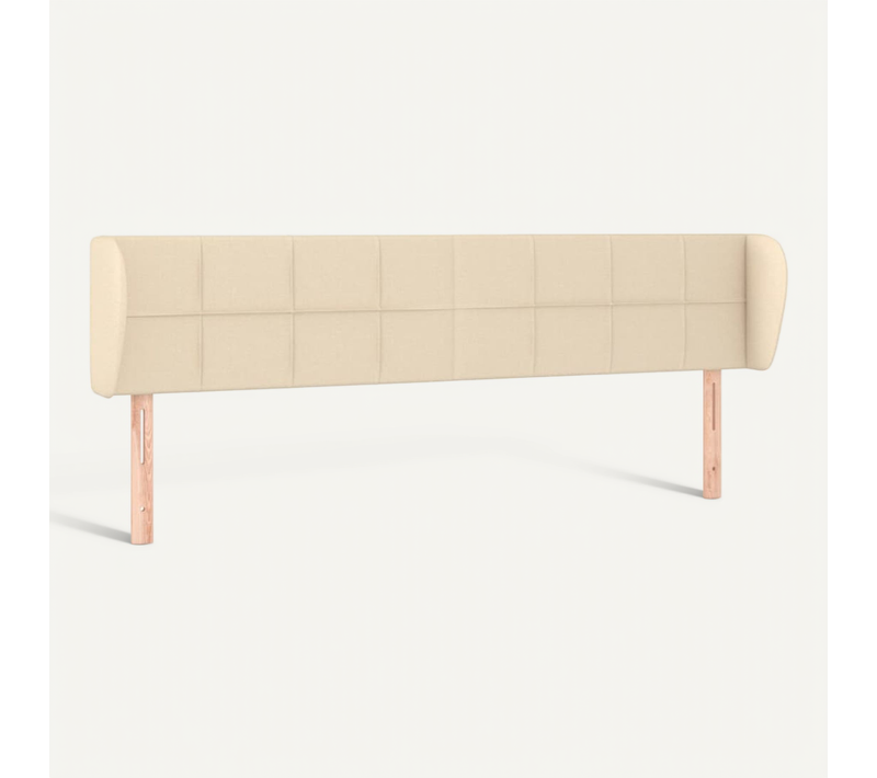 Tête De Lit Avec Oreilles Crème 203x23x78/88 Cm Tissu