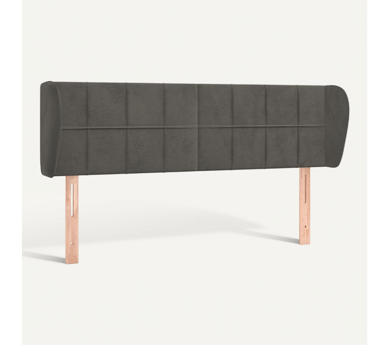 Tête De Lit Avec Oreilles Gris Foncé 147x23x78/88 Cm Velours