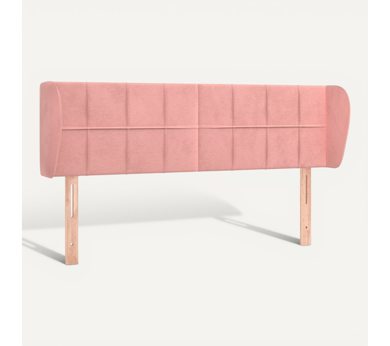 Tête De Lit Avec Oreilles Rose 147x23x78/88 Cm Velours