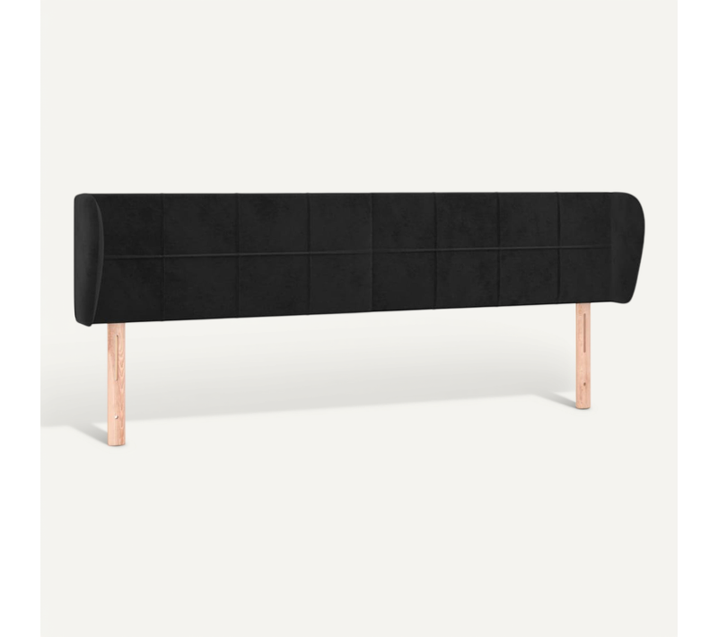 Tête De Lit Avec Oreilles Noir 163x23x78/88 Cm Velours