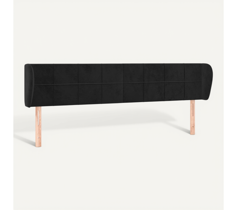 Tête De Lit Avec Oreilles Noir 183x23x78/88 Cm Velours