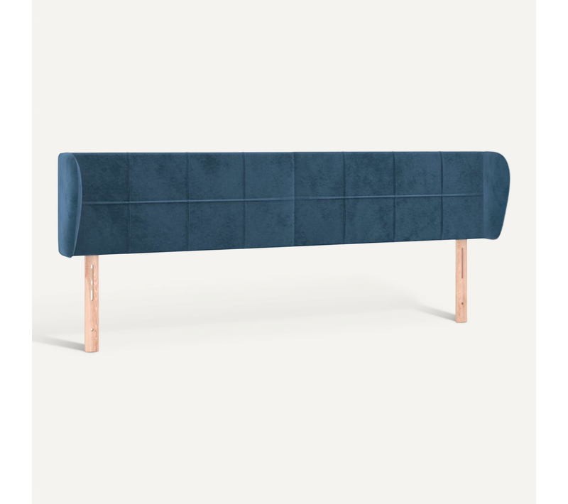 Tête De Lit Avec Oreilles Bleu Foncé 183x23x78/88 Cm Velours