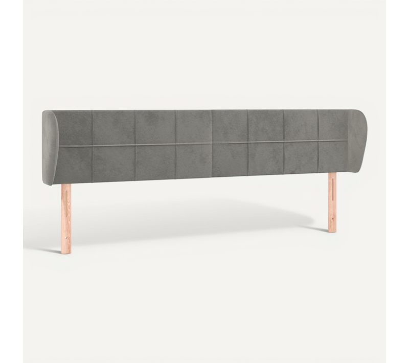 Tête De Lit Avec Oreilles Gris Clair 203x23x78/88 Cm Velours