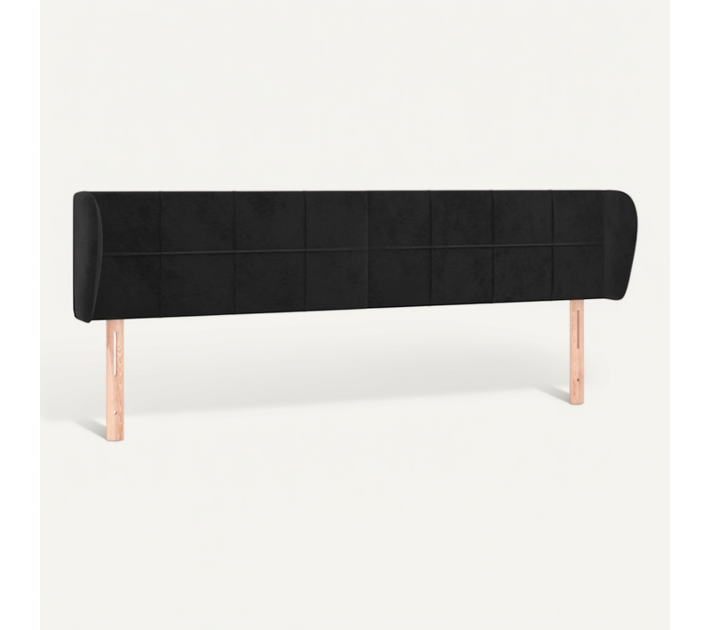 Tête De Lit Avec Oreilles Noir 203x23x78/88 Cm Velours