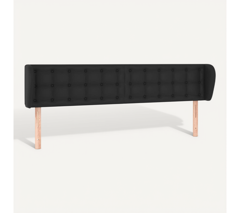 Tête De Lit Avec Oreilles Noir 183x23x78/88 Cm Simili