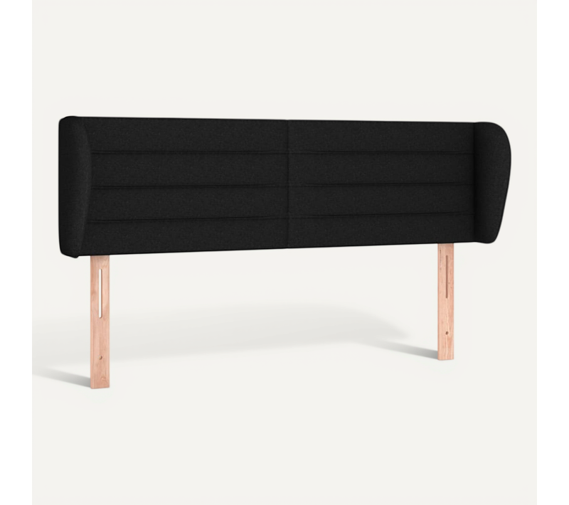 Tête De Lit Avec Oreilles Noir 147x23x78/88 Cm Tissu
