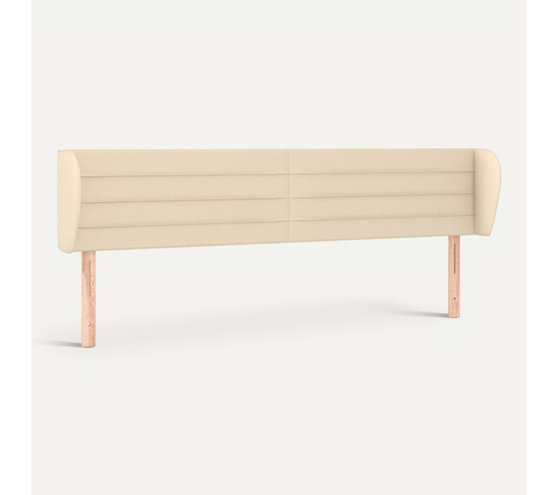 Tête De Lit Avec Oreilles Crème 183x23x78/88 Cm Tissu