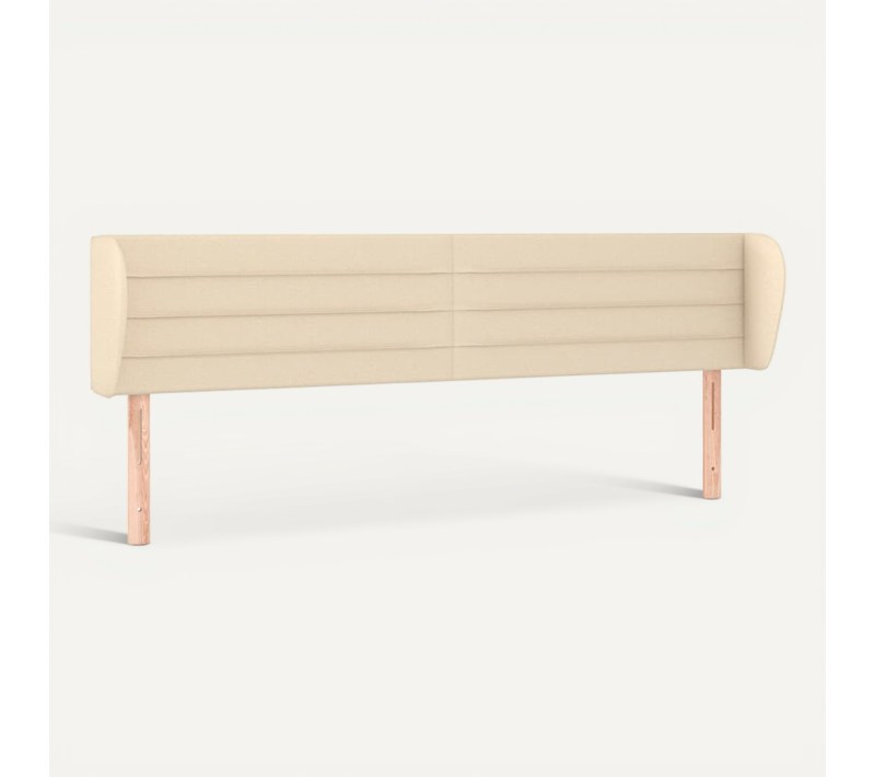 Tête De Lit Avec Oreilles Crème 203x23x78/88 Cm Tissu