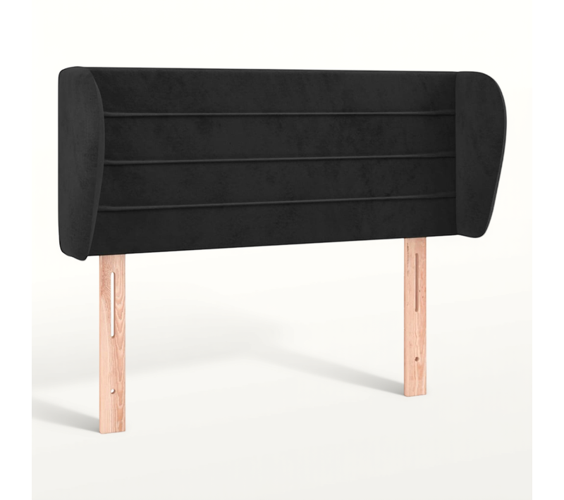 Tête De Lit Avec Oreilles Noir 93x23x78/88 Cm Velours