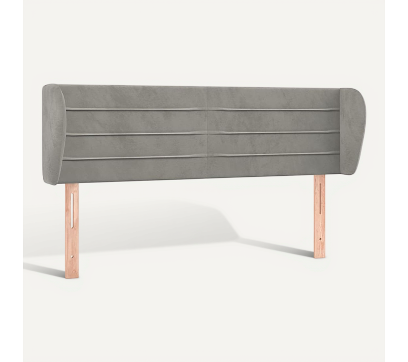 Tête De Lit Avec Oreilles Gris Clair 147x23x78/88 Cm Velours