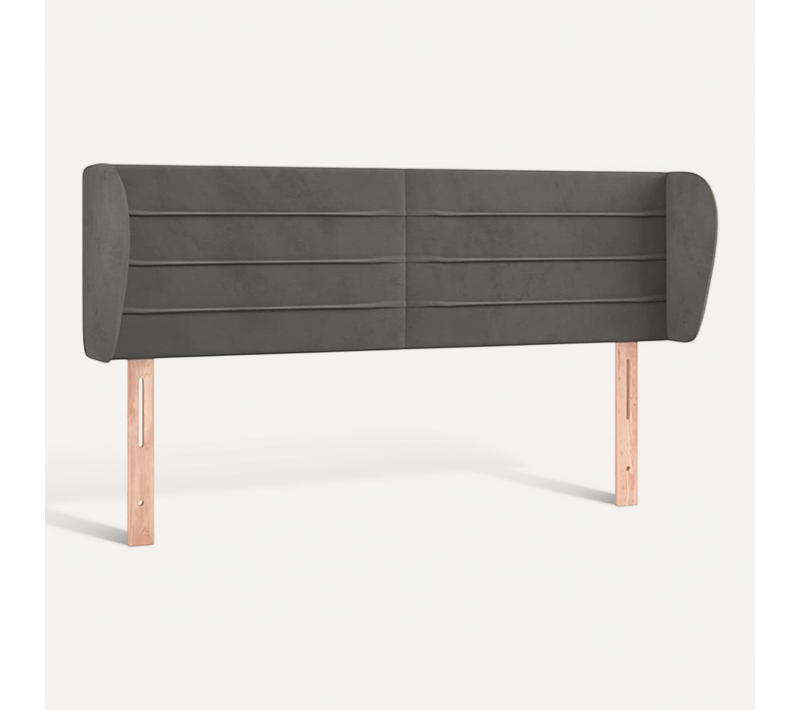 Tête De Lit Avec Oreilles Gris Foncé 147x23x78/88 Cm Velours