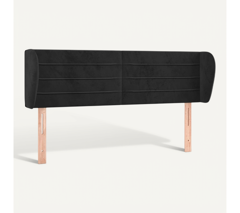 Tête De Lit Avec Oreilles Noir 147x23x78/88 Cm Velours