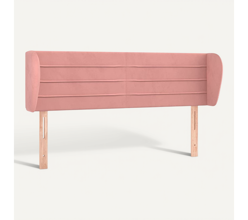 Tête De Lit Avec Oreilles Rose 147x23x78/88 Cm Velours