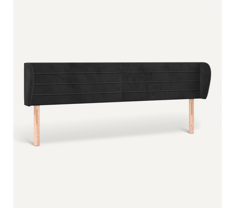 Tête De Lit Avec Oreilles Noir 183x23x78/88 Cm Velours