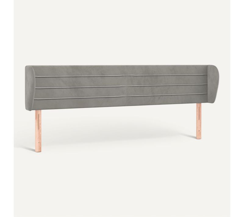 Tête De Lit Avec Oreilles Gris Clair 203x23x78/88 Cm Velours