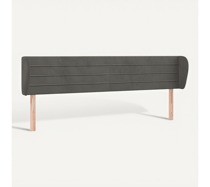 Tête De Lit Avec Oreilles Gris Foncé 203x23x78/88 Cm Velours