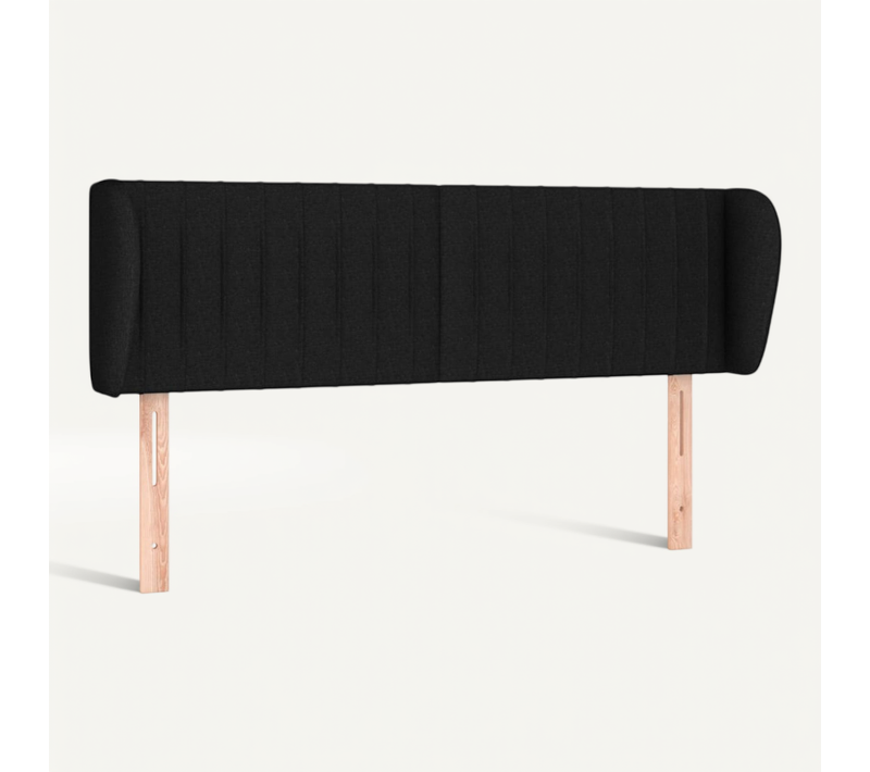 Tête De Lit Avec Oreilles Noir 147x23x78/88 Cm Tissu