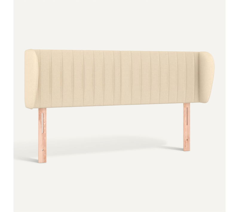 Tête De Lit Avec Oreilles Crème 147x23x78/88 Cm Tissu