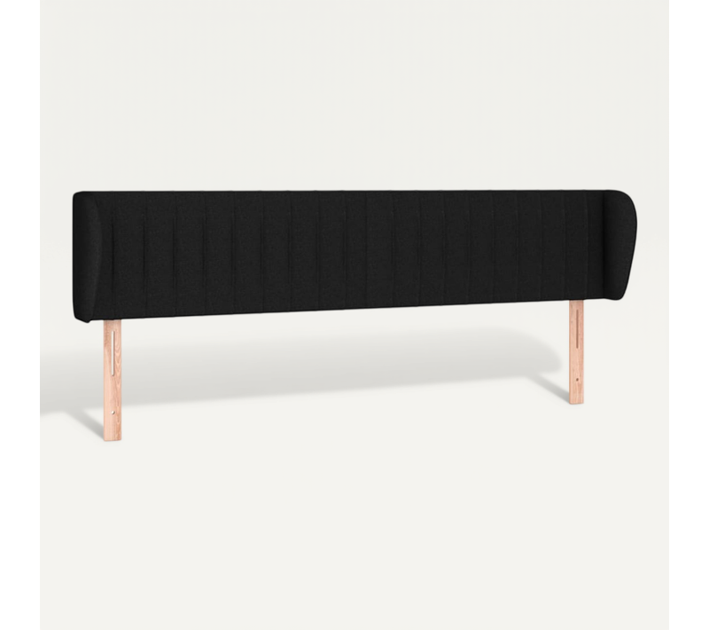 Tête De Lit Avec Oreilles Noir 163x23x78/88 Cm Tissu