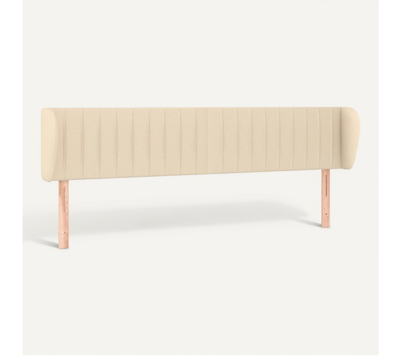 Tête De Lit Avec Oreilles Crème 163x23x78/88 Cm Tissu