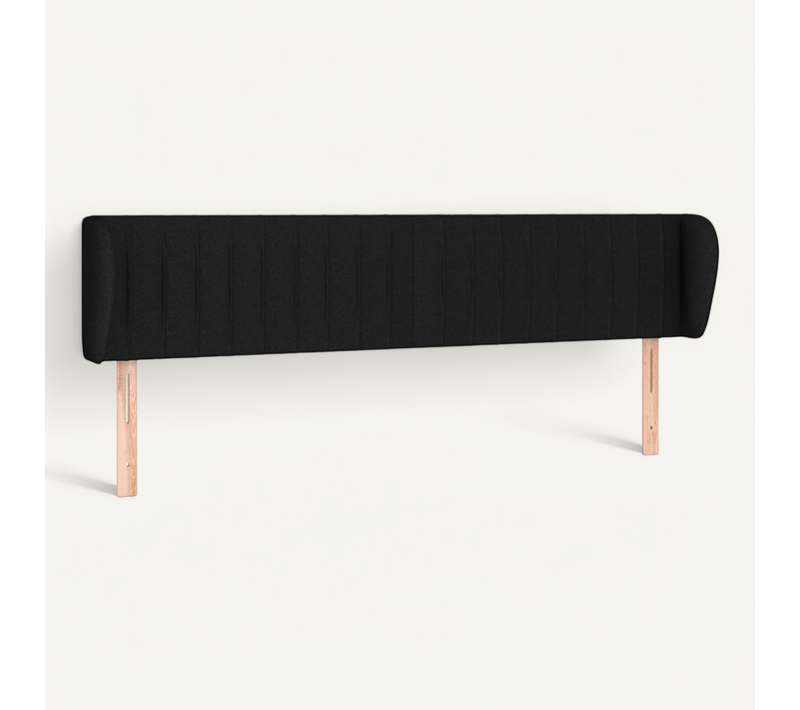 Tête De Lit Avec Oreilles Noir 183x23x78/88 Cm Tissu