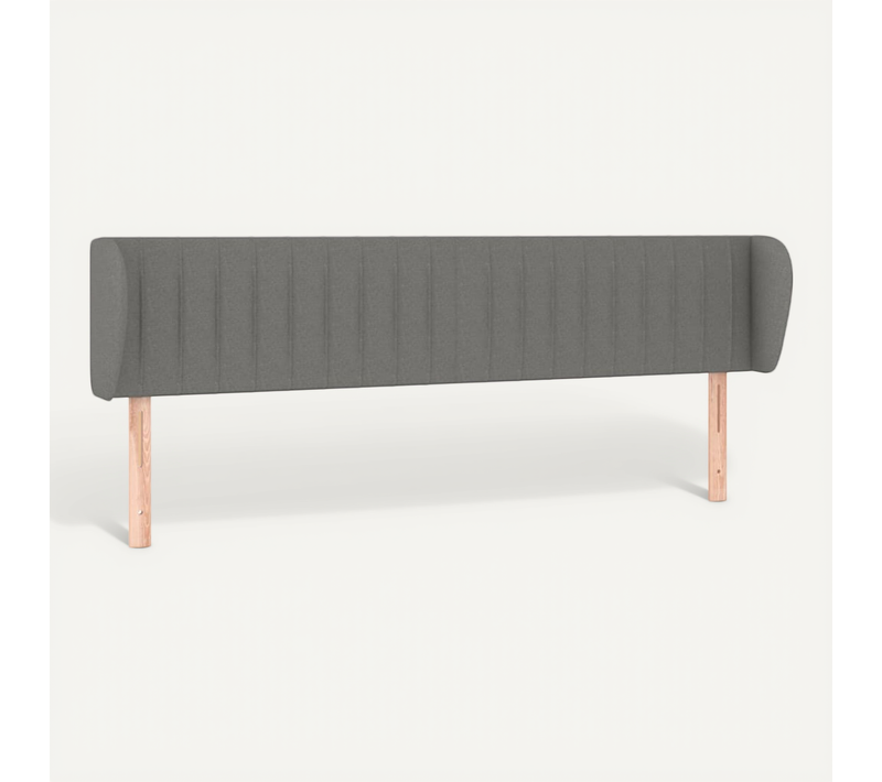 Tête De Lit Avec Oreilles Gris Foncé 203x23x78/88 Cm Tissu