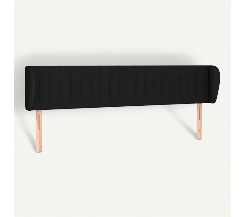 Tête De Lit Avec Oreilles Noir 203x23x78/88 Cm Tissu