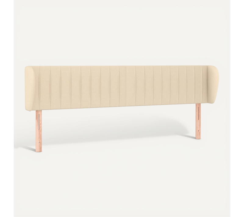 Tête De Lit Avec Oreilles Crème 203x23x78/88 Cm Tissu