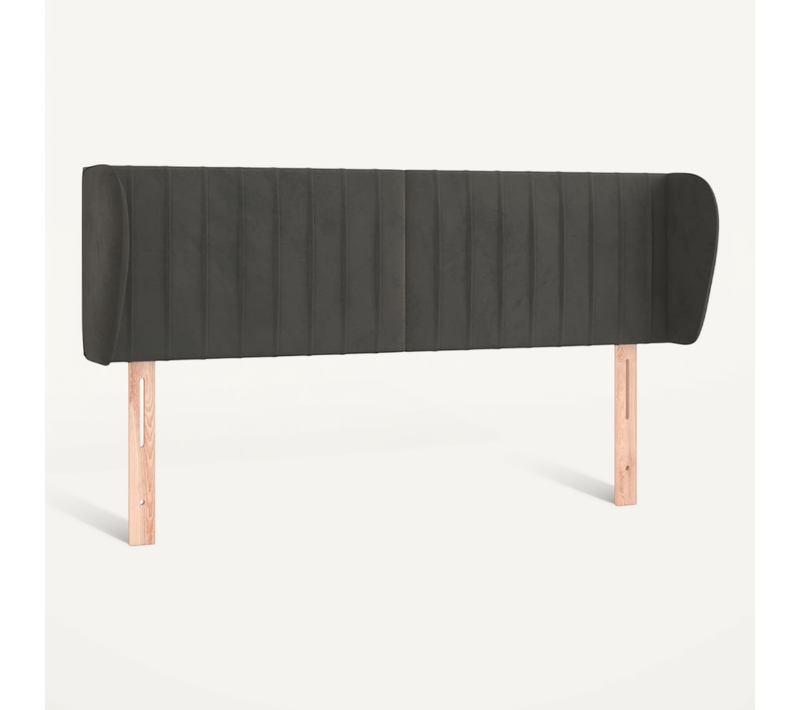 Tête De Lit Avec Oreilles Gris Foncé 147x23x78/88 Cm Velours