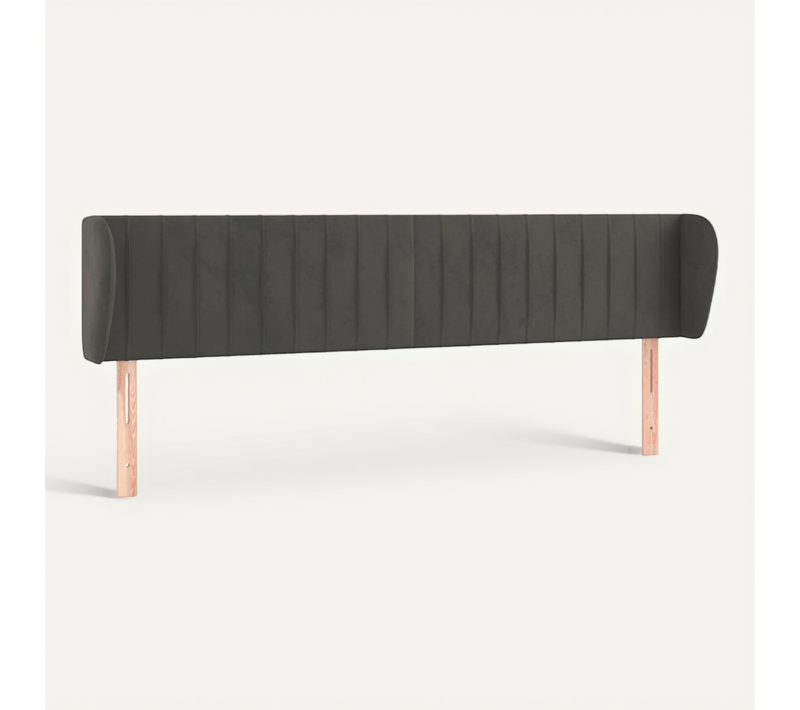 Tête De Lit Avec Oreilles Gris Foncé 183x23x78/88 Cm Velours
