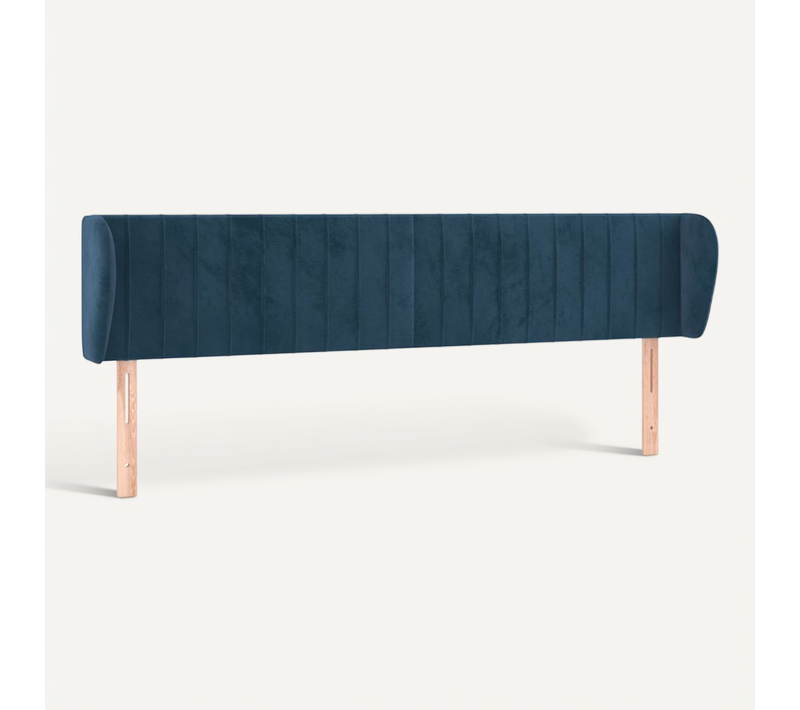 Tête De Lit Avec Oreilles Bleu Foncé 183x23x78/88 Cm Velours