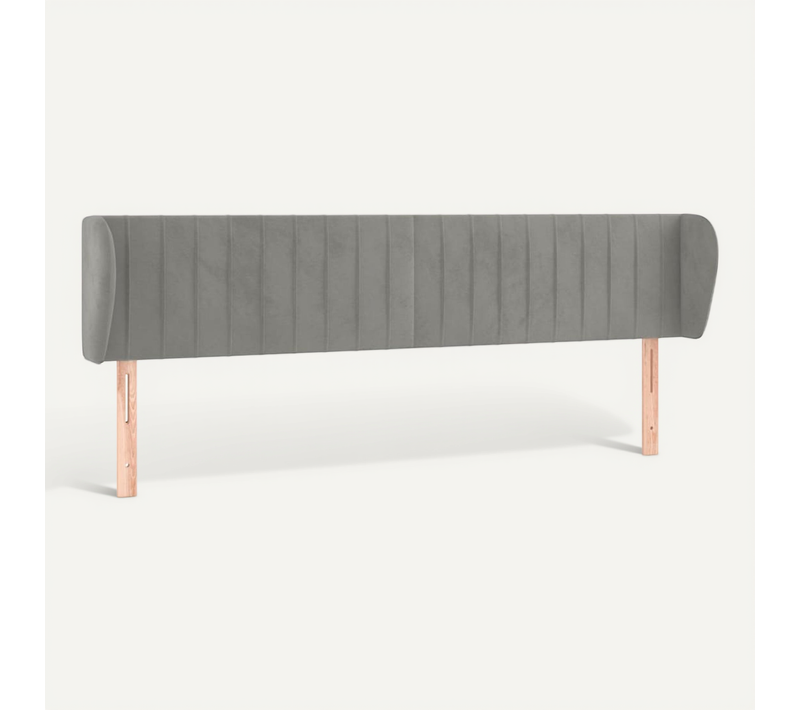 Tête De Lit Avec Oreilles Gris Clair 203x23x78/88 Cm Velours