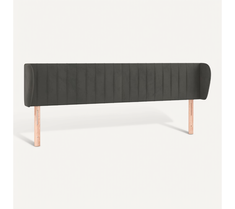 Tête De Lit Avec Oreilles Gris Foncé 203x23x78/88 Cm Velours