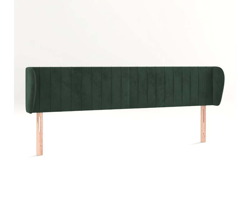 Tête De Lit Avec Oreilles Vert Foncé 203x23x78/88 Cm Velours
