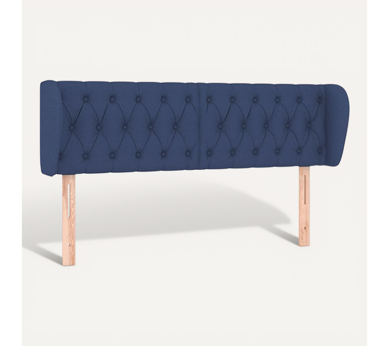 Tête De Lit Avec Oreilles Bleu 147x23x78/88 Cm Tissu