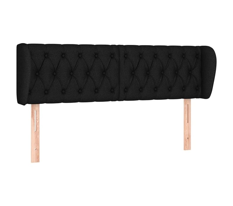 Tête De Lit Avec Oreilles Noir 163x23x78/88 Cm Tissu