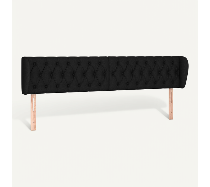 Tête De Lit Avec Oreilles Noir 183x23x78/88 Cm Tissu