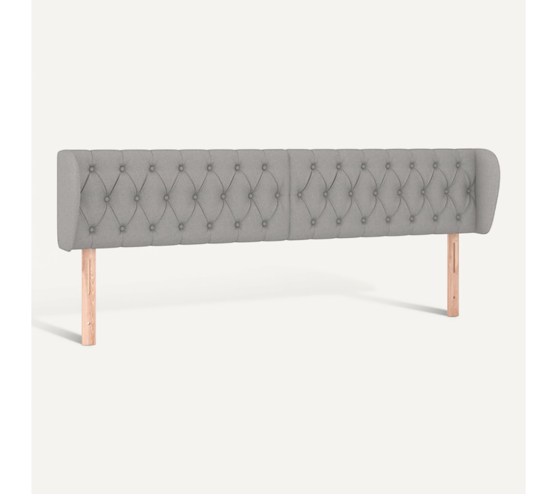 Tête De Lit Avec Oreilles Gris Clair 203x23x78/88 Cm Tissu