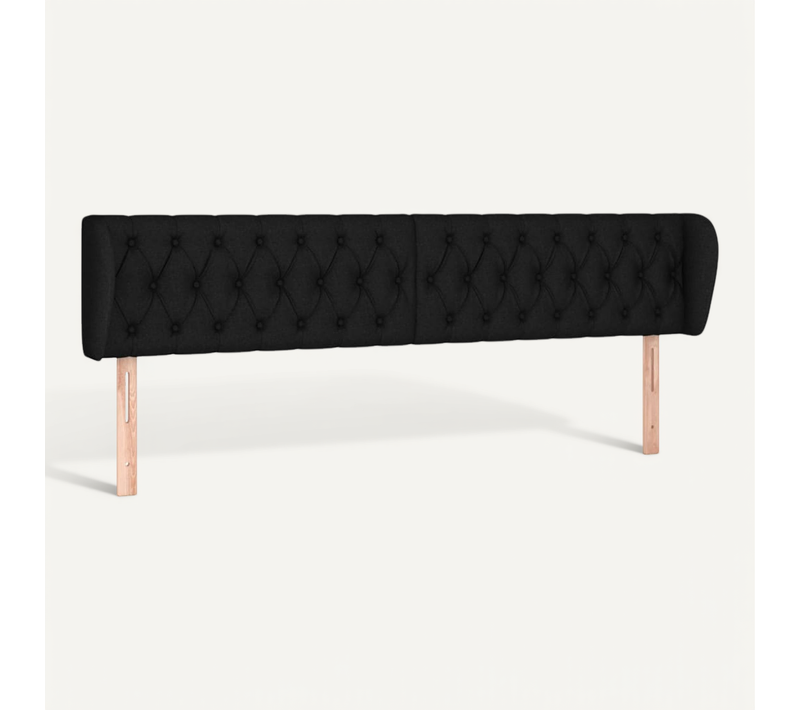 Tête De Lit Avec Oreilles Noir 203x23x78/88 Cm Tissu