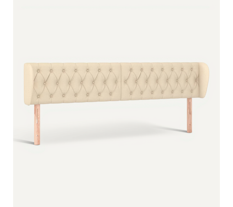 Tête De Lit Avec Oreilles Crème 203x23x78/88 Cm Tissu