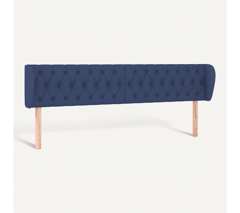 Tête De Lit Avec Oreilles Bleu 203x23x78/88 Cm Tissu