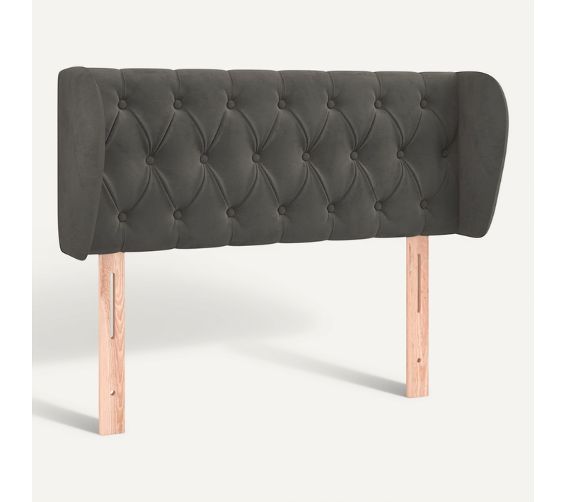 Tête De Lit Avec Oreilles Gris Foncé 103x23x78/88 Cm Velours