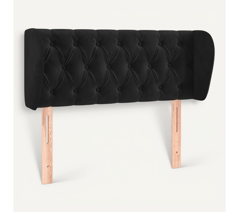Tête De Lit Avec Oreilles Noir 103x23x78/88 Cm Velours