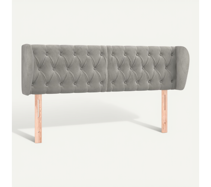 Tête De Lit Avec Oreilles Gris Clair 147x23x78/88 Cm Velours