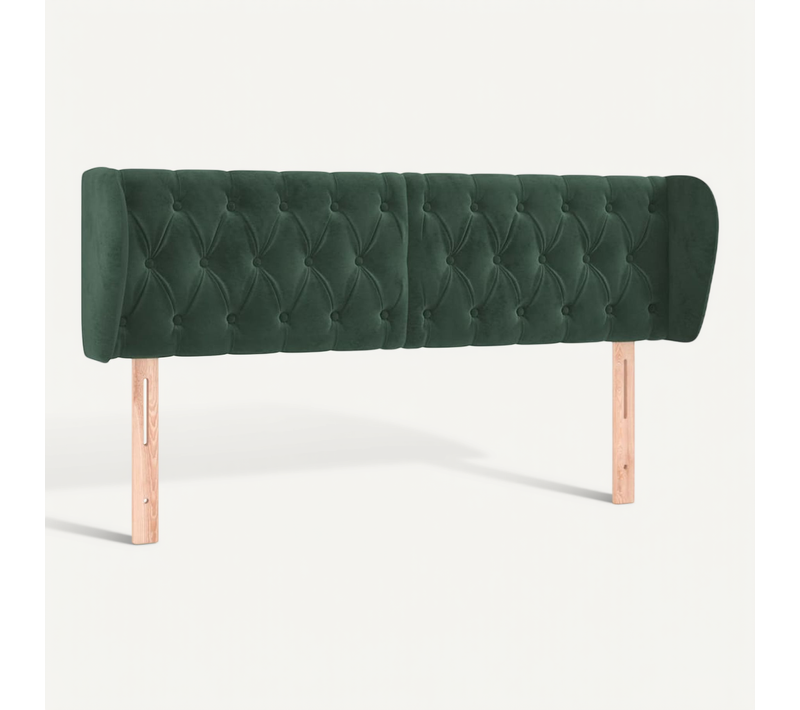Tête De Lit Avec Oreilles Vert Foncé 147x23x78/88 Cm Velours