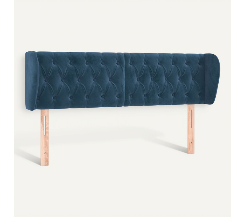 Tête De Lit Avec Oreilles Bleu Foncé 147x23x78/88 Cm Velours