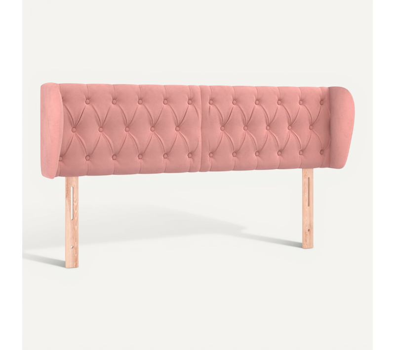 Tête De Lit Avec Oreilles Rose 147x23x78/88 Cm Velours