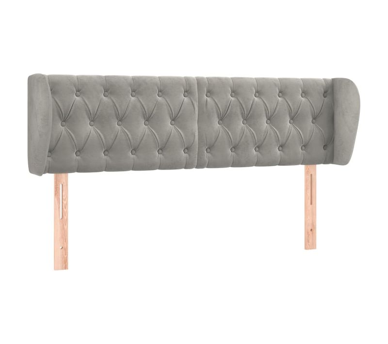 Tête De Lit Avec Oreilles Gris Clair 163x23x78/88 Cm Velours