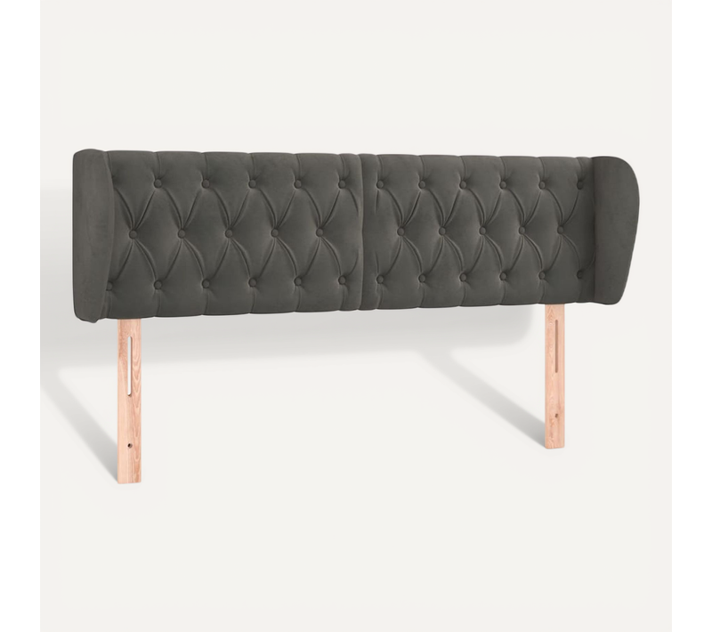 Tête De Lit Avec Oreilles Gris Foncé 163x23x78/88 Cm Velours
