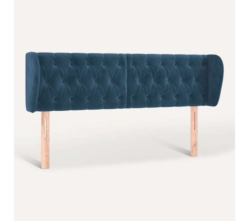 Tête De Lit Avec Oreilles Bleu Foncé 163x23x78/88 Cm Velours